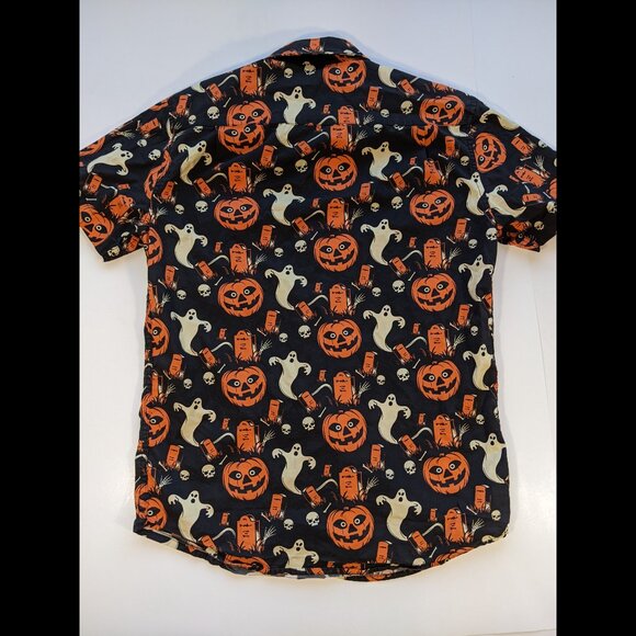 Beistle Creepy Co Shirt Halloween Ghost Pumpkin Tombstone Skull rare Mens XS - Picture 10 of 11